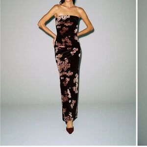 Reformation Ellison Knit Dress Strapless Floral Dress